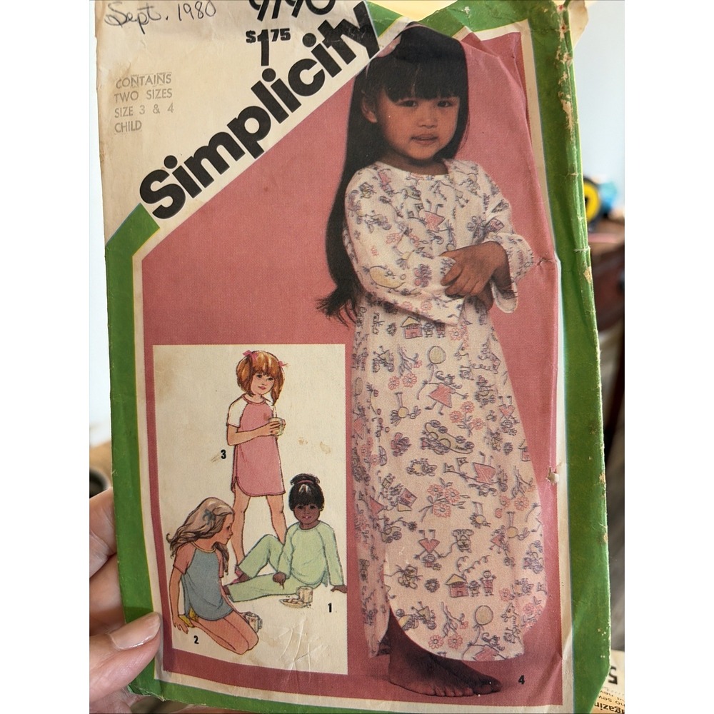 Vintage 1980 Simplicity Girls Gown Sewing Pattern 9790 Size 3-4 Cut Complete